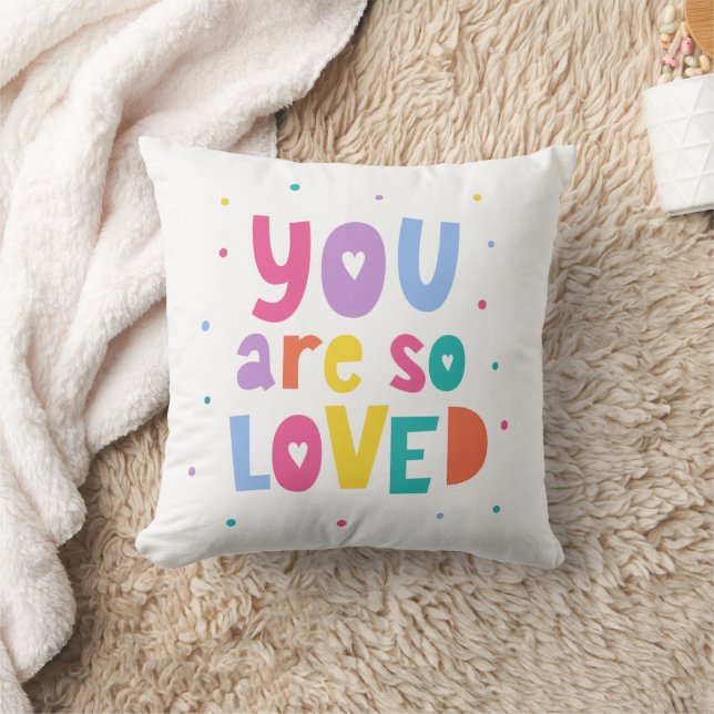 Colourful You Are So Loved Cushion (Blanket)