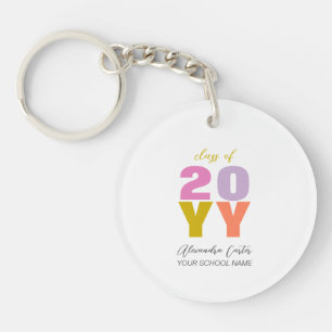 Colourful Your Name Custom Graduation Gift Key Ring