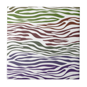 Colourful Zebra Abstract Ceramic Tile