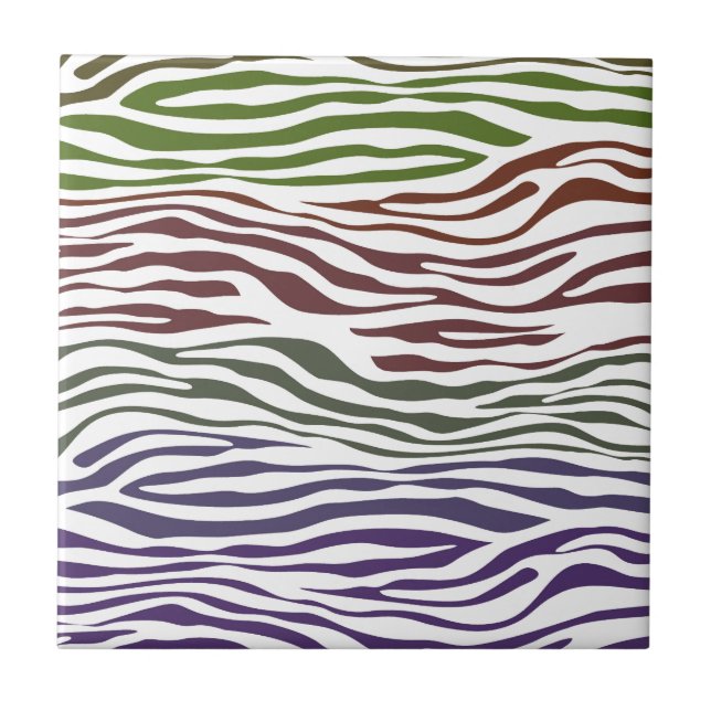 Colourful Zebra Abstract Ceramic Tile (Front)