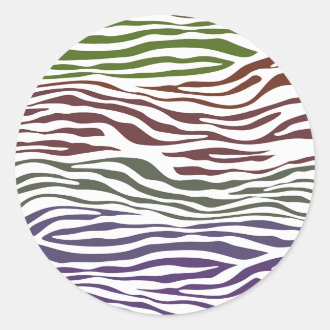 Colourful Zebra Abstract Classic Round Sticker (Front)