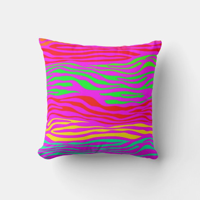 Colourful Zebra Abstract Cushion (Front)