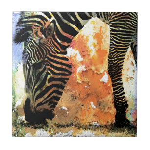 Colourful Zebra Grunge Tile