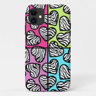 Colourful zebra  hearts iPhone 5 Case
