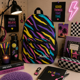 Colourful Zebra Pattern Printed Backpack