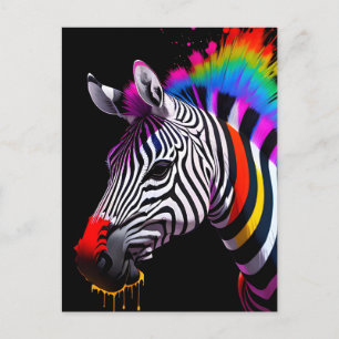 Colourful Zebra Postcard