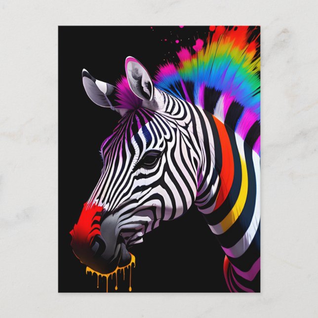 Colourful Zebra Postcard (Front)