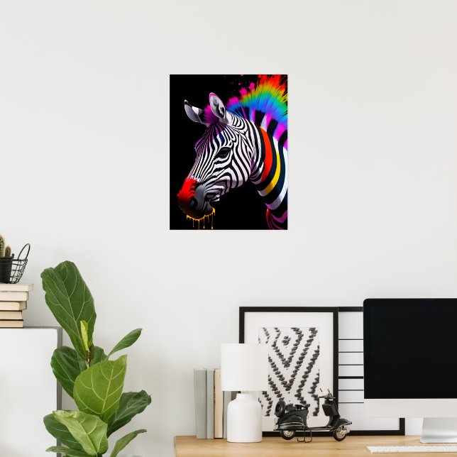 Colourful Zebra Poster (Home Office)