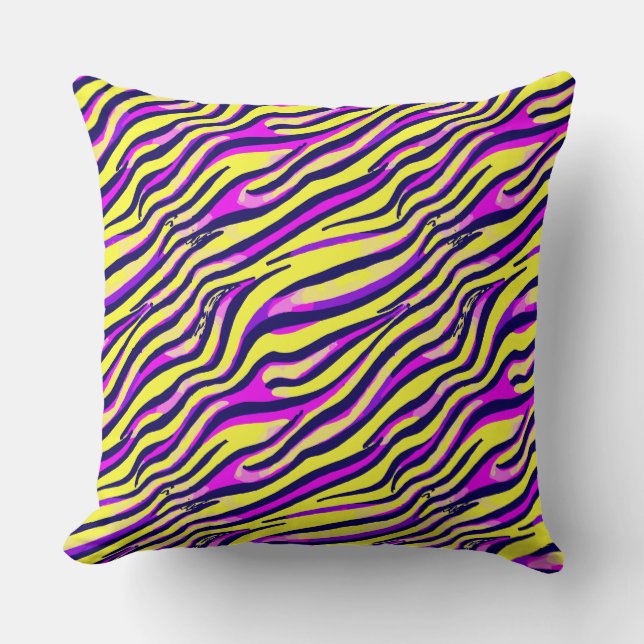 Colourful Zebra Print Stripe Abstract Pattern Cushion (Front)