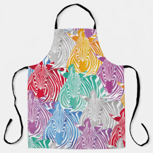 Colourful zebra seamless pattern. Wild animal text Apron