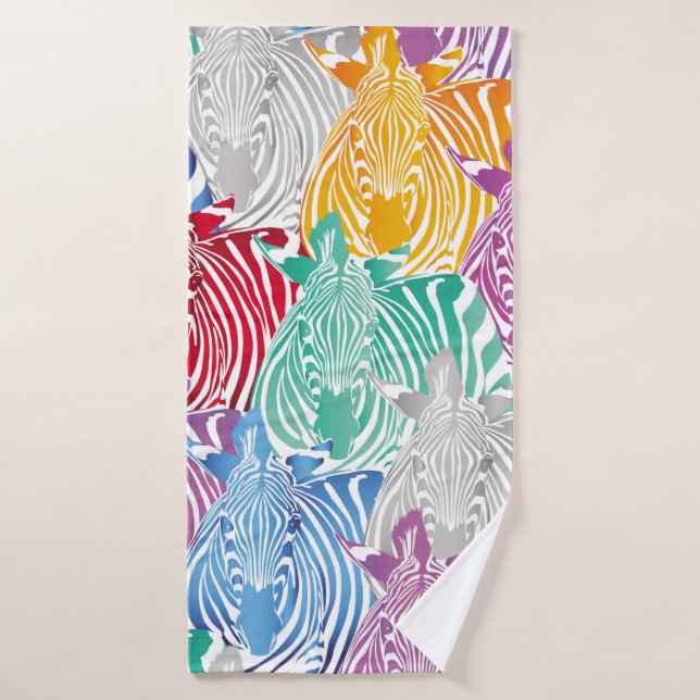 Colourful zebra seamless pattern. Wild animal text Bath Towel (Bath Towel)