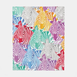 Colourful zebra seamless pattern. Wild animal text Fleece Blanket