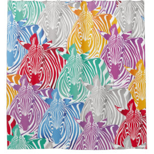 Colourful zebra seamless pattern. Wild animal text Shower Curtain