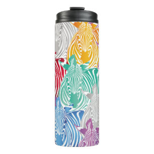 Colourful zebra seamless pattern. Wild animal text Thermal Tumbler
