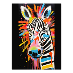 Colourful zebra street art photo print