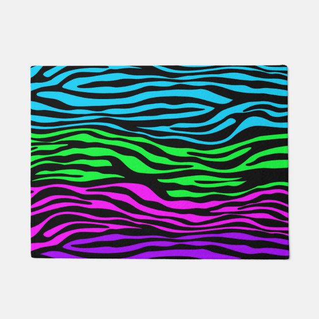 Colourful Zebra Stripes Doormat (Front)