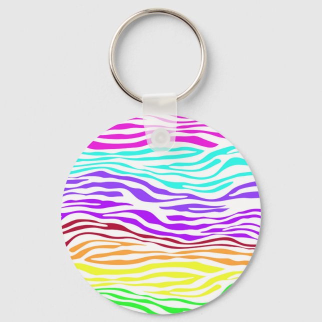 Colourful Zebra Stripes Key Ring (Front)