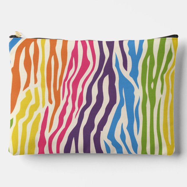 Colourful Zebra Stripes Pattern  Accessory Pouch (Front)