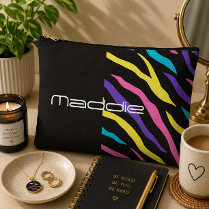 Colourful Zebra Stripes Pattern Accessory Pouch