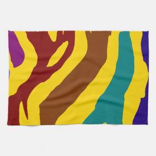 Colourful zebra stripes tea towel