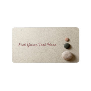 Colourful Zen Stones On Sand Background Label