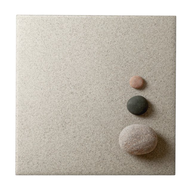 Colourful Zen Stones On Sand Background Tile (Front)