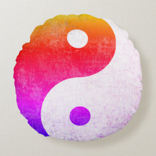 colourful zen yin-yang symbol round cushion