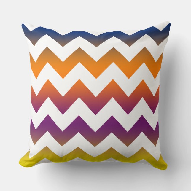 Colourful Zig Zag Striped Throw Pillow (Front)