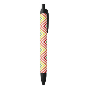 Colourful Zigzag Chevron Pattern Black Ink Pen