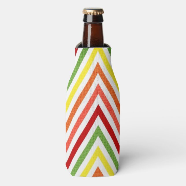Colourful Zigzag Chevron Pattern Bottle Cooler (Bottle Front)