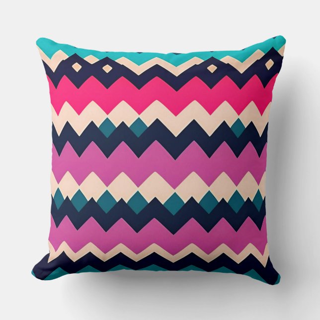 Colourful Zigzag Chevron Pattern  Cushion (Front)