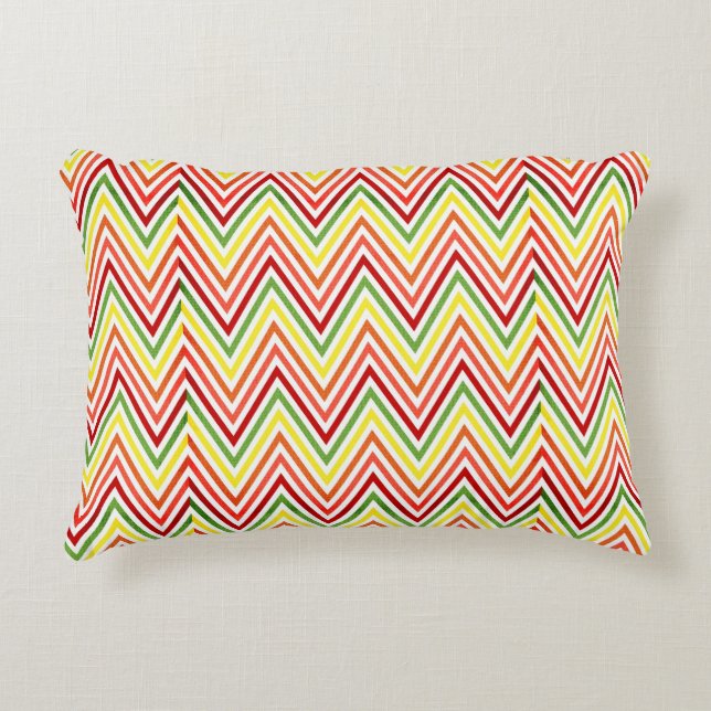 Colourful Zigzag Chevron Pattern Decorative Cushion (Front)