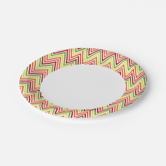 Colourful Zigzag Chevron Pattern Paper Plate (Angled)