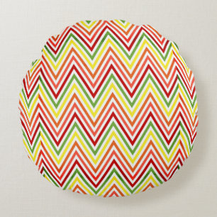Colourful Zigzag Chevron Pattern Round Cushion