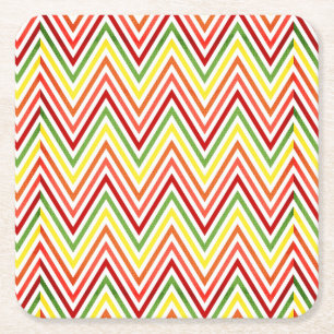 Colourful Zigzag Chevron Pattern Square Paper Coaster