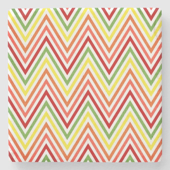 Colourful Zigzag Chevron Pattern Stone Coaster (Front)