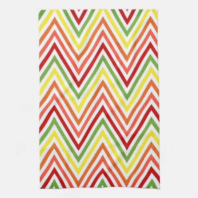 Colourful Zigzag Chevron Pattern Tea Towel (Vertical)