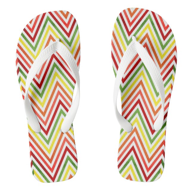 Colourful Zigzag Chevron Pattern Thongs (Footbed)