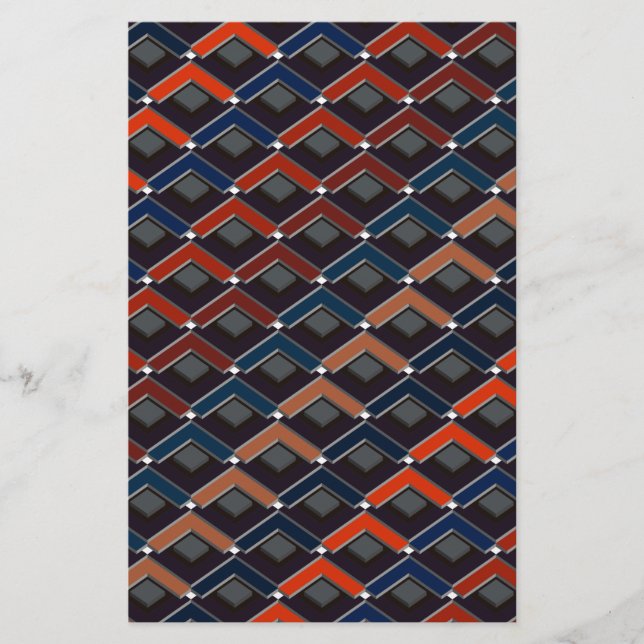 Colourful zigzag Karo-steps Stationery (Front)