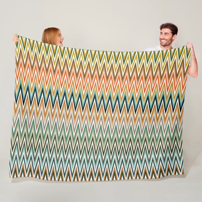 Colourful Zigzag Multicolored Pattern Fleece Blanket (In Situ)