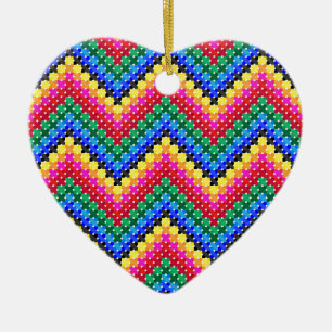 Colourful zigzag pattern ceramic ornament