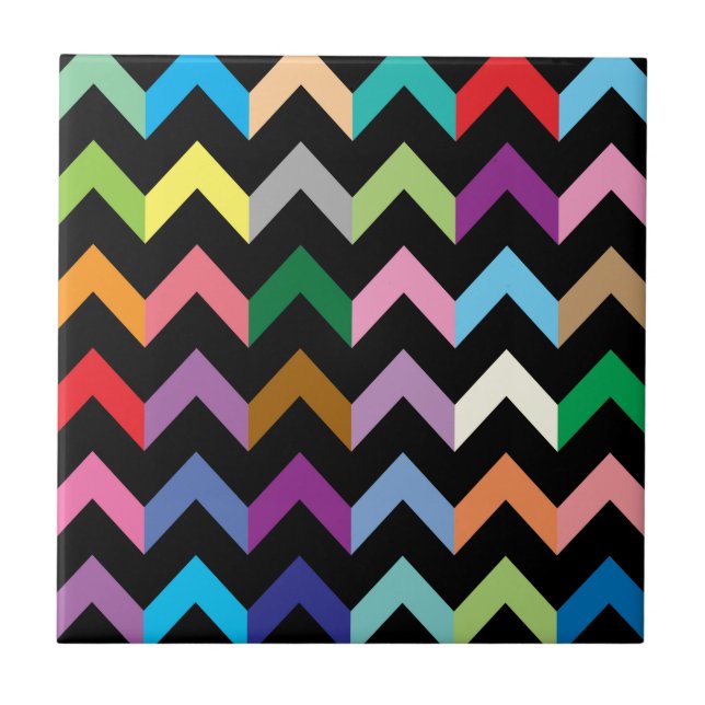 Colourful zigzag pattern ceramic tile (Front)