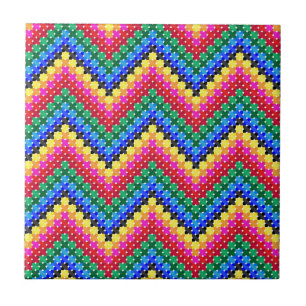 Colourful zigzag pattern ceramic tile