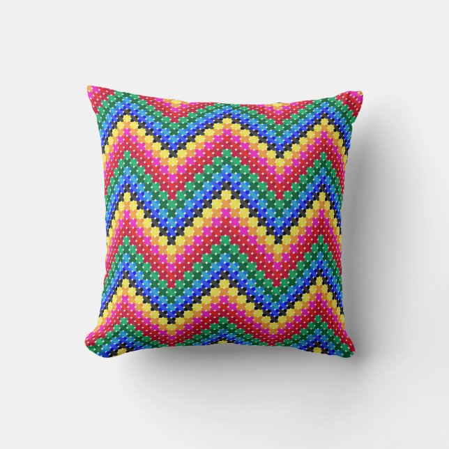 Colourful zigzag pattern cushion (Front)