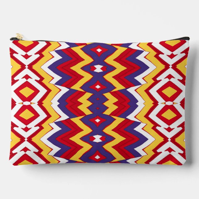 Colourful zigzag pattern makeup accessory pouch (Front)