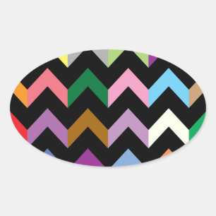 Colourful zigzag pattern oval sticker
