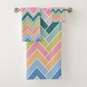 Colourful Zigzag Retro Chevron Bath Towel Set
