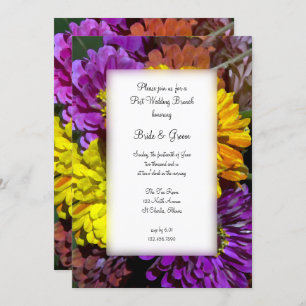 Colourful Zinnia Flowers Post Wedding Brunch Invitation