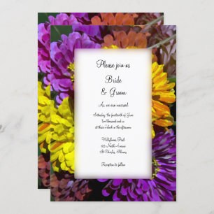 Colourful Zinnia Flowers Wedding Invitation