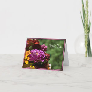 Colourful Zinnia Flowers Wedding Thank You Card